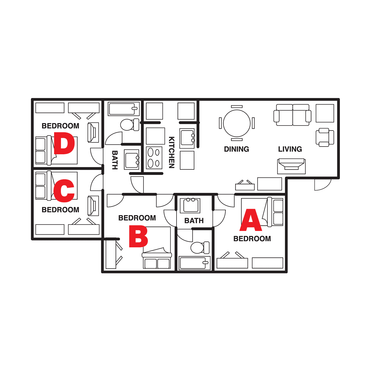 Four Bed, Two Bath