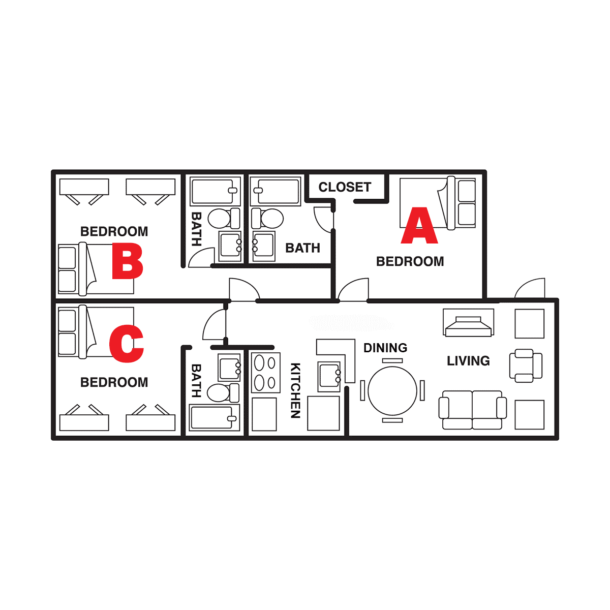 Three Bed, Three Bath