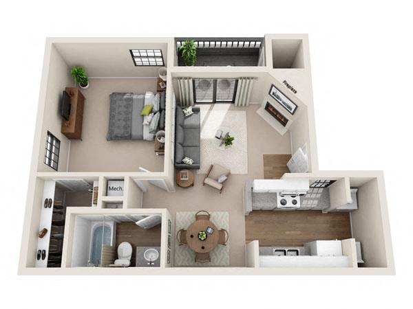 1 Bedroom — Unit 1221